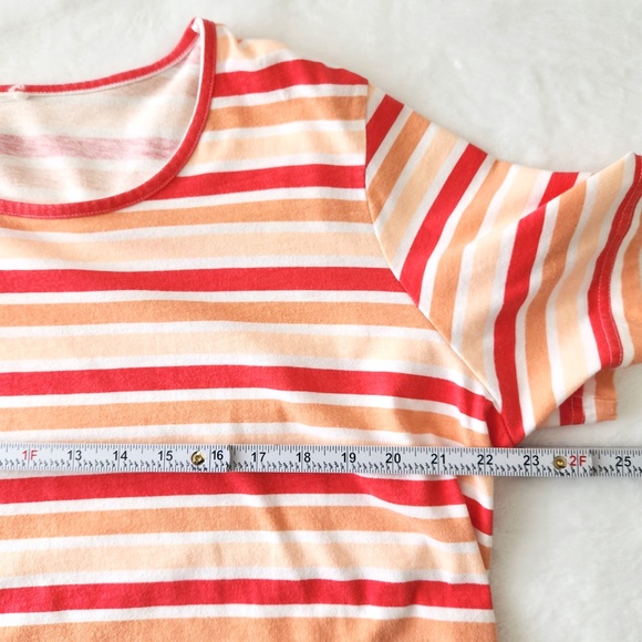 Vintage 90s Peach Striped Short Sleeve T- Shirt Orange White Casual Size XL - Picture 6 of 8